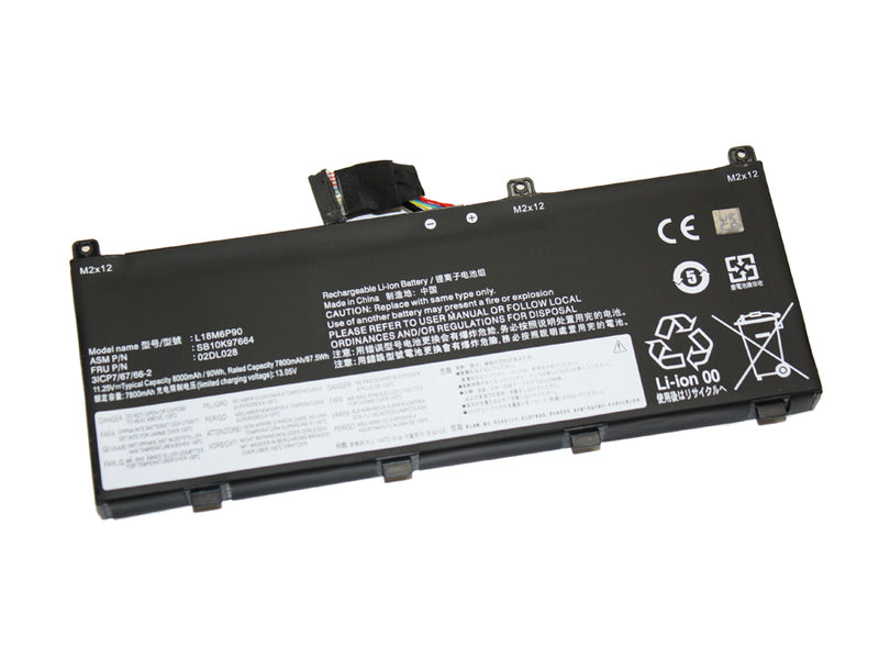 Powerwarehouse PWH-02DL028 6-cell 11.25V, 8000mah Li-Ion Internal Notebook Battery for LENOVO THINKPAD P53 20QN