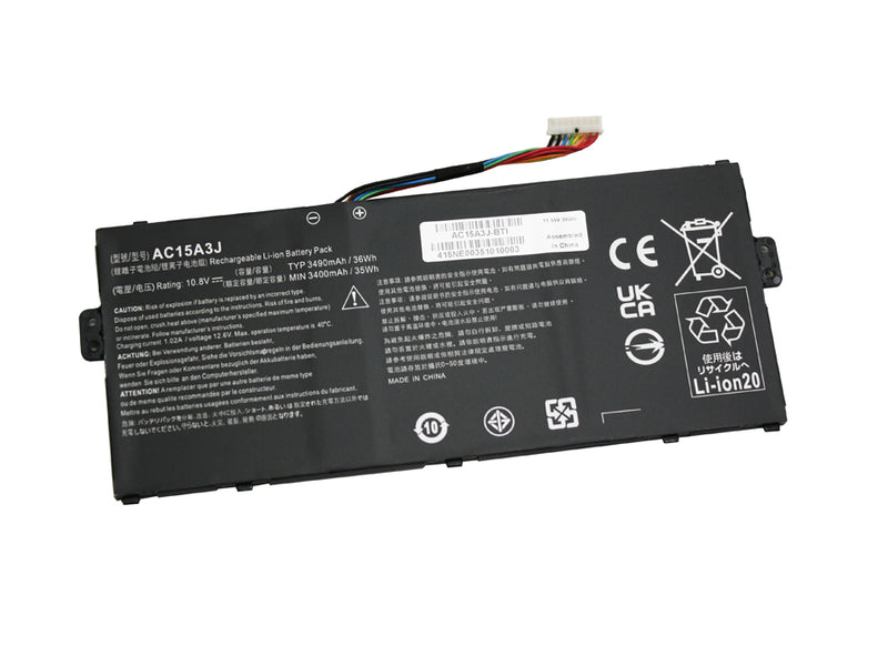 Powerwarehouse PWH-AC15A3J 3-cell 11.55V, 3180mah Li-Ion Internal Notebook Battery for ACER CHROMEBOOK 11 C735, C735-C7Y9