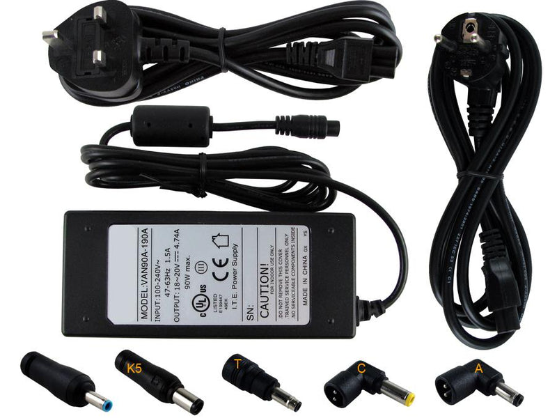 Powerwarehouse PWH-AC-U90EU-HP 19V, 90W AC Adapter for Multi-Tip AC Adapter for HP Elitebook,  Mini,  Omnibook,  Evo Models