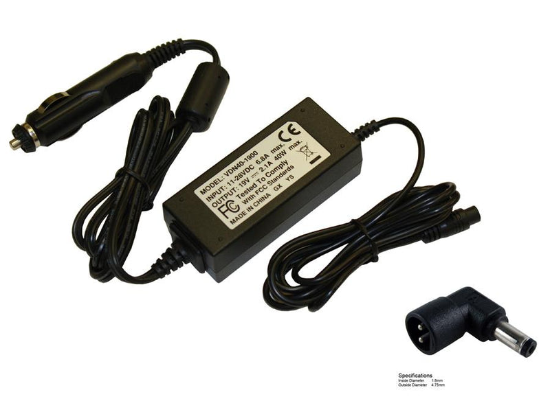 Powerwarehouse PWH-AP-1940112 19V, 40W Auto Adapter for HP Compaq Envy 4-1000,  HP Compaq Envy 4-1030US,  HP Compaq Envy 4-1038NR,  HP Compaq Envy 4-1110US,  HP Compaq Envy 4-1015DX