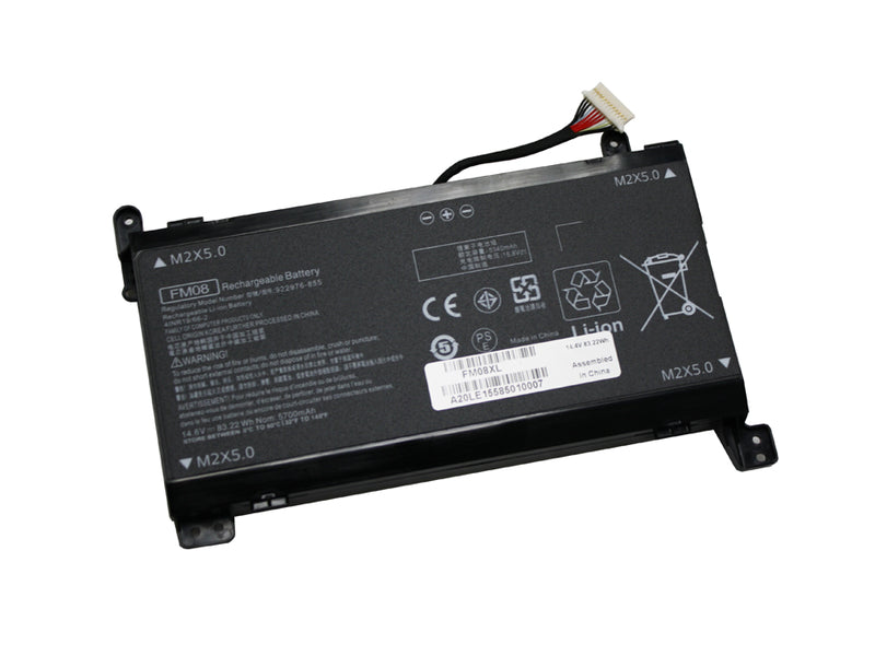 Powerwarehouse PWH-FM08 8-cell 14.6V, 5700mah LiIon Internal Notebook Battery for HP Omen 17-AN, Omen 17T-AN (12-Pin Connector)